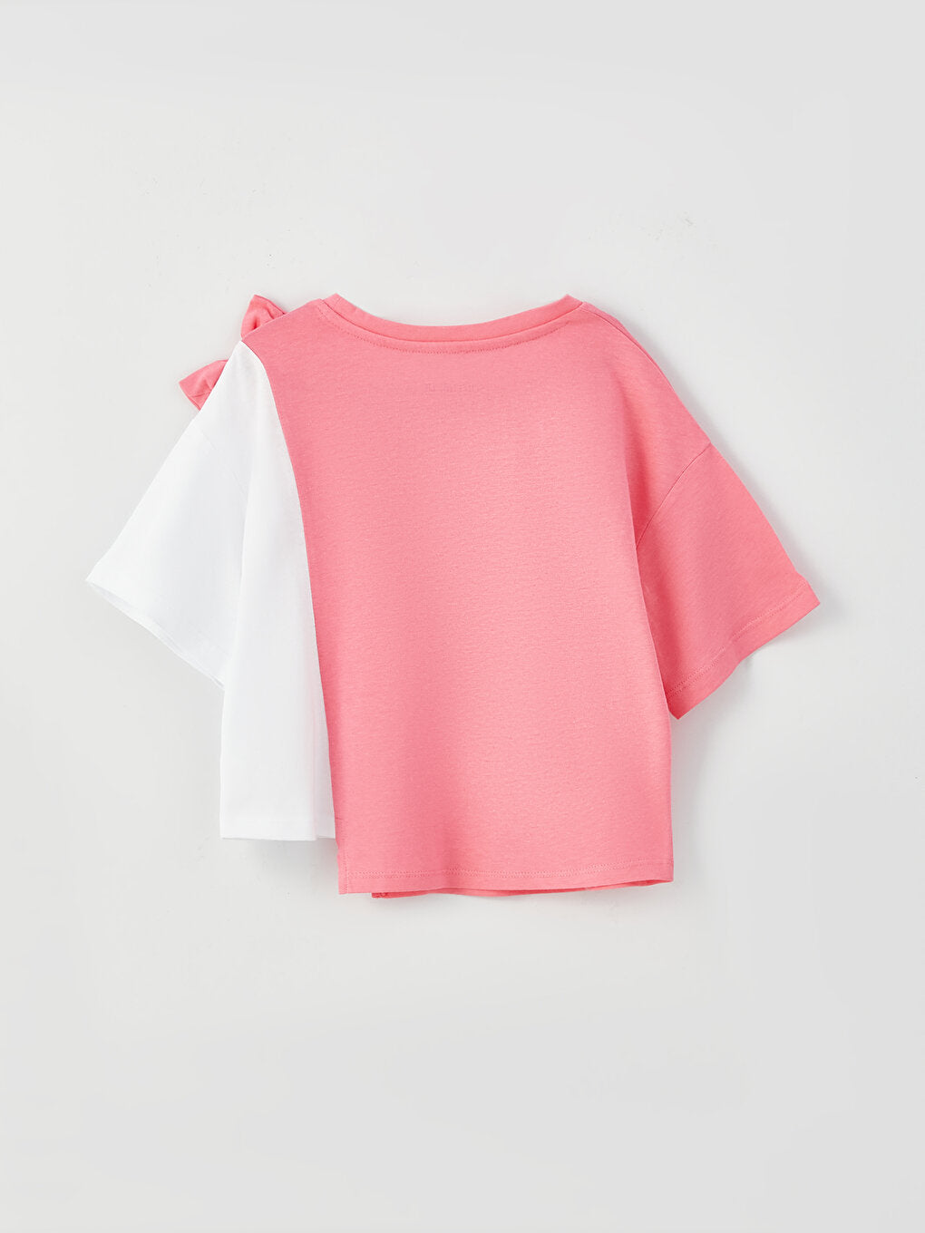 Crew Neck Color Blocked Short Sleeve Girl's T-Shirt