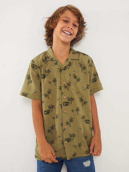 Patterned Short Sleeve Poplin Boy's Shirt