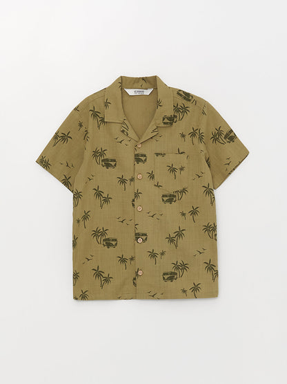 Patterned Short Sleeve Poplin Boy's Shirt