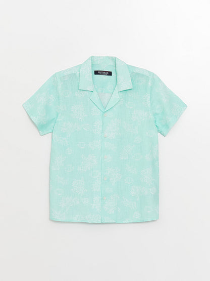 Patterned Linen Blend Boy's Shirt