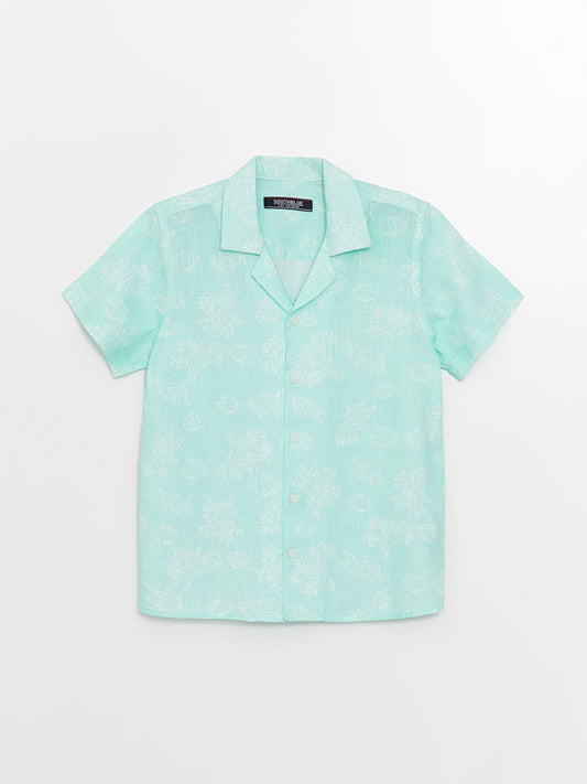 Patterned Linen Blend Boy's Shirt