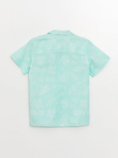 Patterned Linen Blend Boy's Shirt