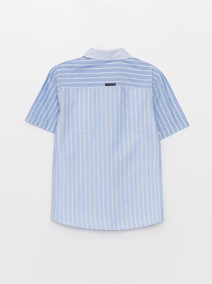 Striped Short Sleeve Poplin Boy's Shirt