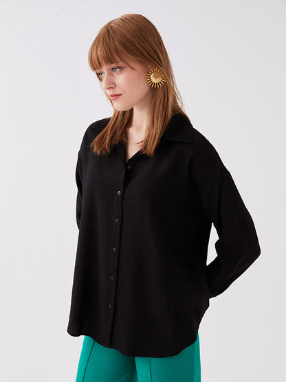 Plain Long Sleeve Oversize Muslin Women's Shirt