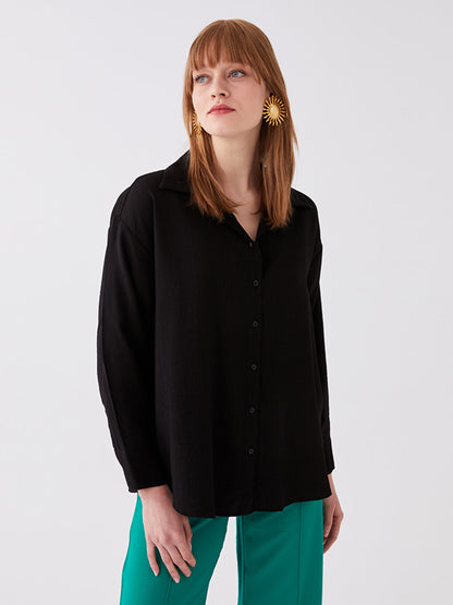 Plain Long Sleeve Oversize Muslin Women's Shirt