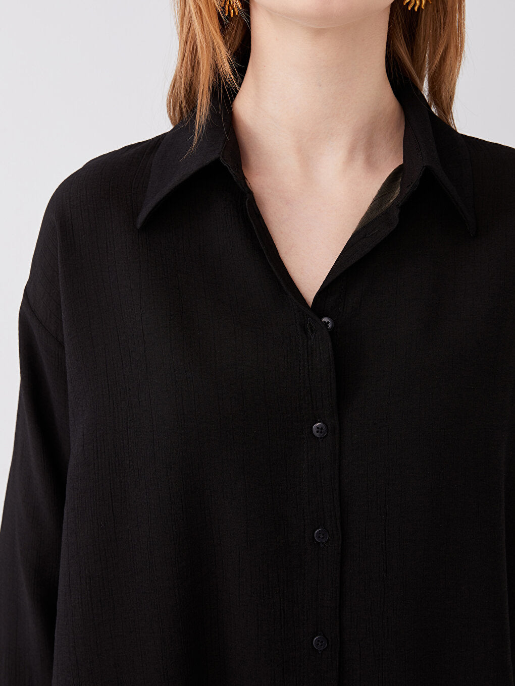 Plain Long Sleeve Oversize Muslin Women's Shirt