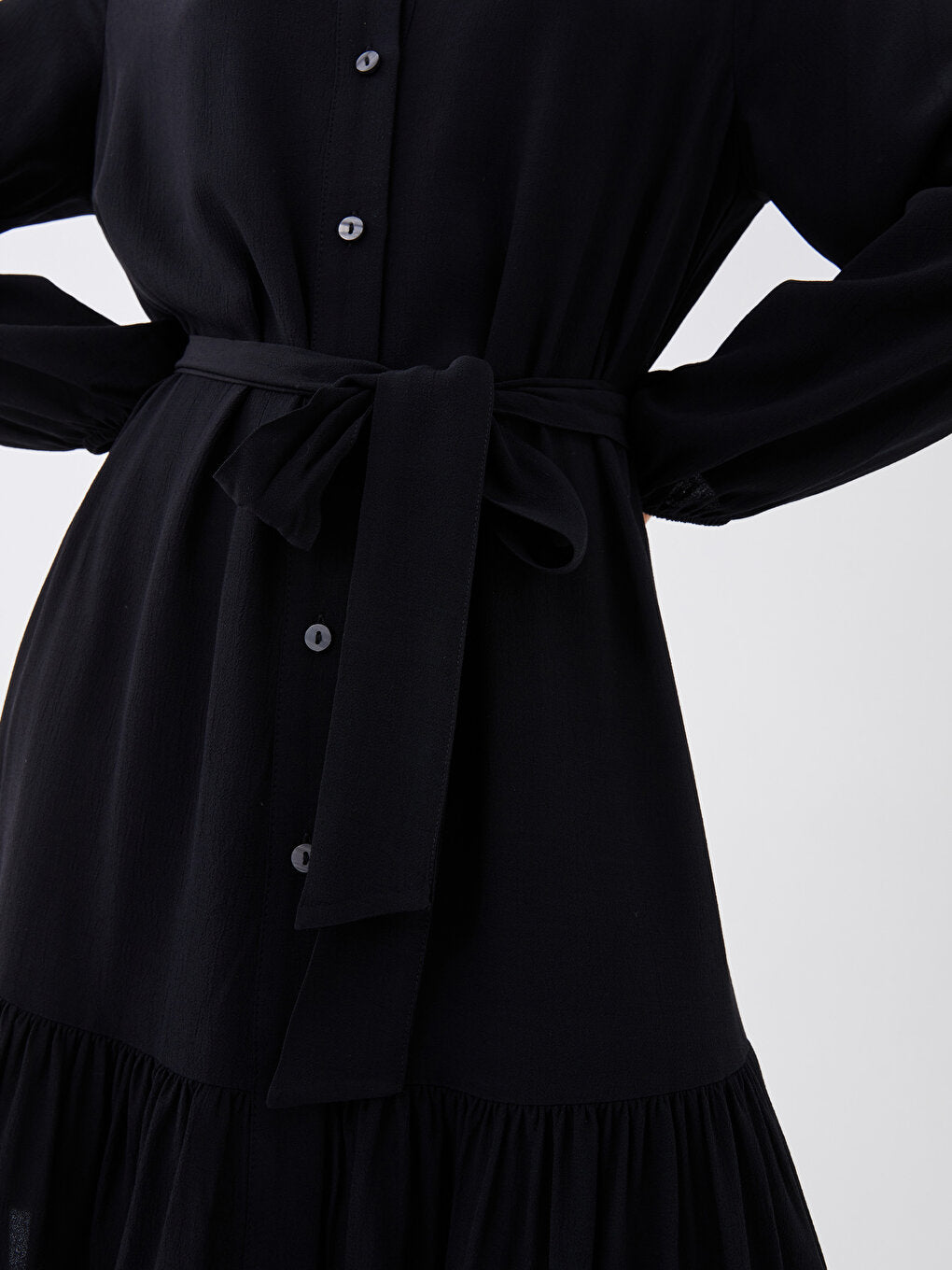 Plain Long Sleeve Women's Shirt Dress