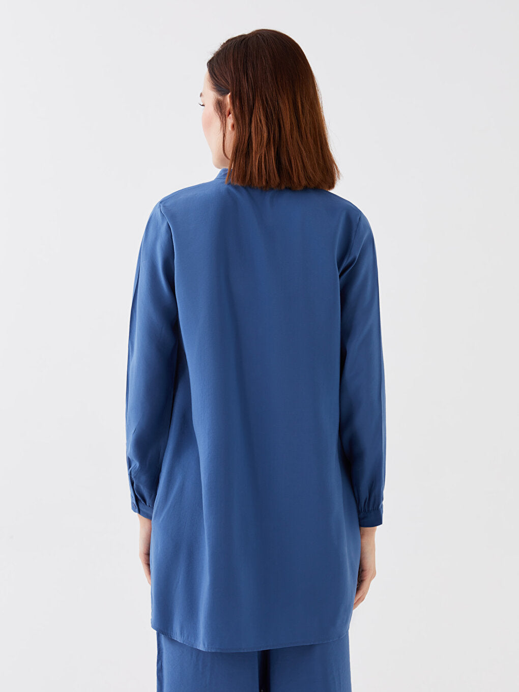 Loose Collar Plain Long Sleeve Women's Tunic