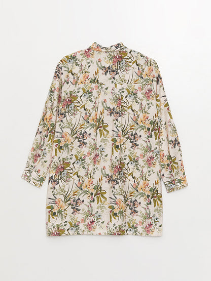 Floral Long Sleeve Poplin Women's Shirt Tunic