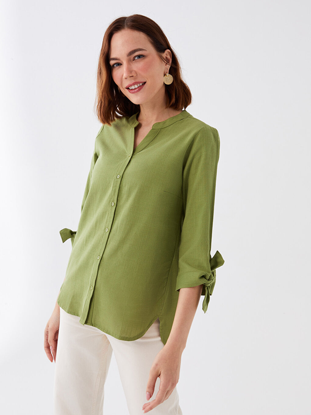 Women's Loose Collar Plain Shirt