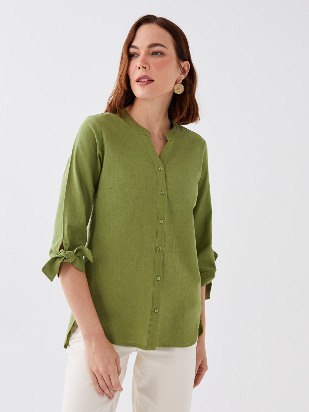 Women's Loose Collar Plain Shirt