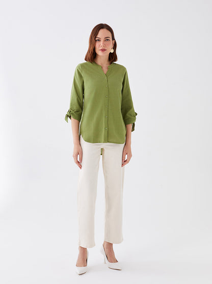 Women's Loose Collar Plain Shirt