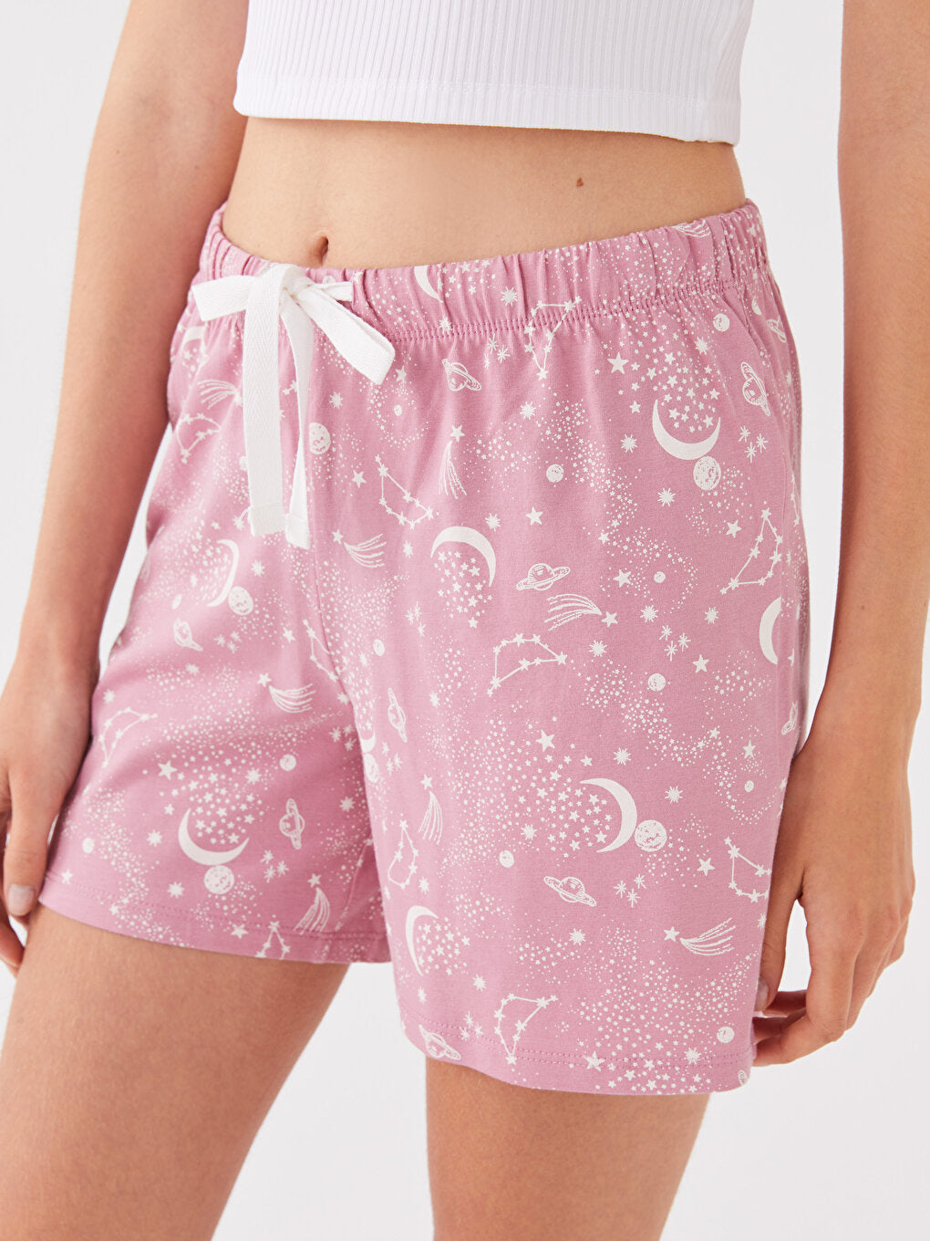 Patterned Women's Shorts Pajama Bottom with Elastic Waist