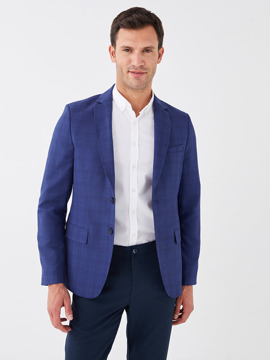 Slim Fit Plaid Men's Blazer Jacket