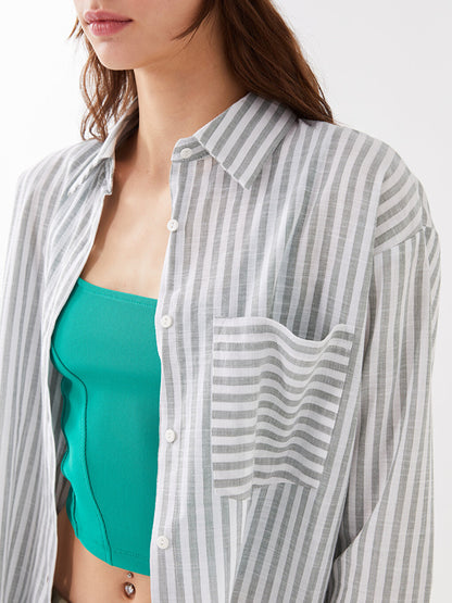 Striped Long Sleeve Oversize Women's Shirt Tunic