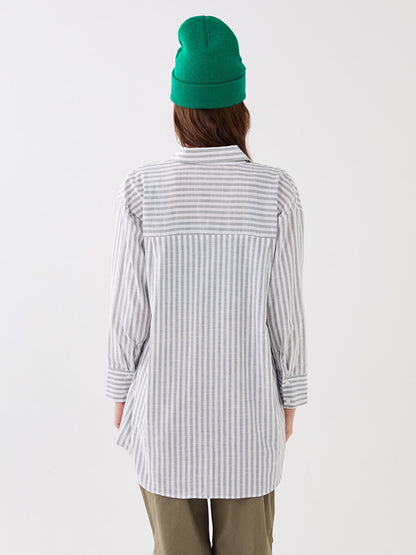 Striped Long Sleeve Oversize Women's Shirt Tunic