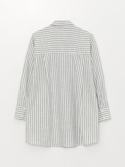 Striped Long Sleeve Oversize Women's Shirt Tunic