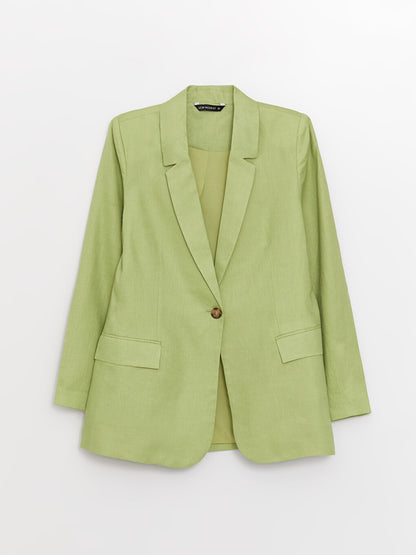 Plain Long Sleeve Linen Women's Blazer Jacket