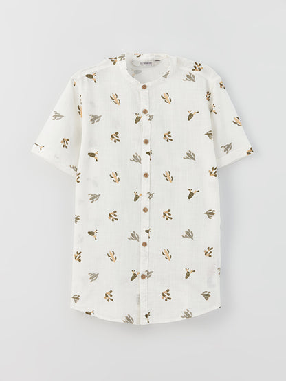 Judge Collar Patterned Short Sleeve Boy's Shirt