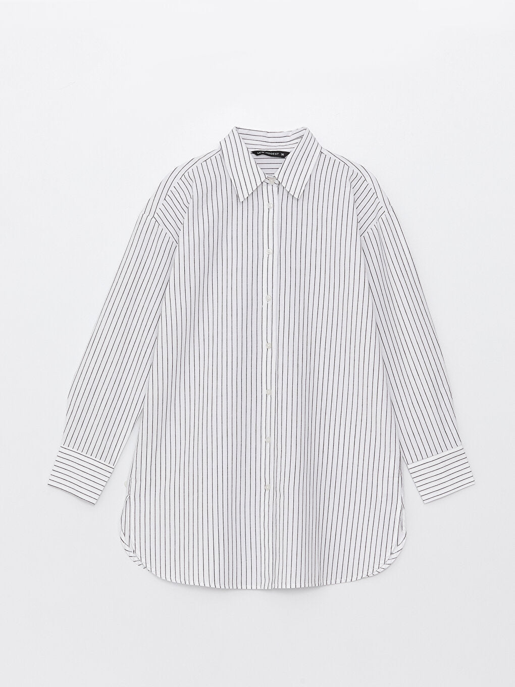 Striped Long Sleeve Poplin Women's Shirt Tunic