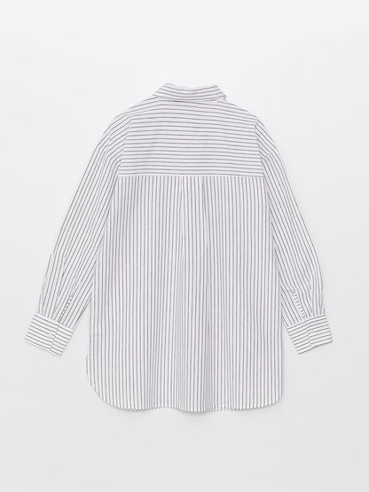 Striped Long Sleeve Poplin Women's Shirt Tunic