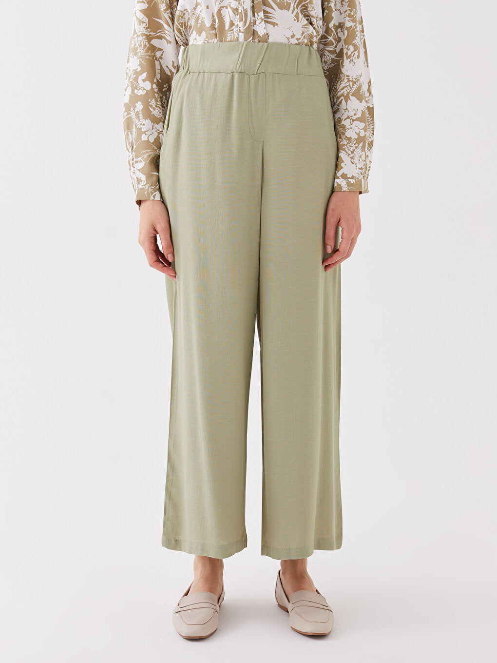 Women's Pocket Trousers Skirt with Elastic Waist