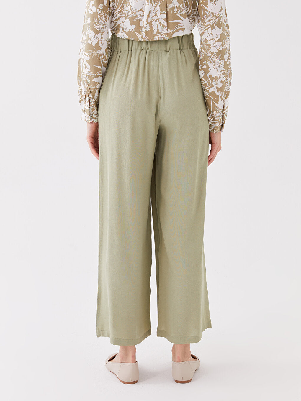 Women's Pocket Trousers Skirt with Elastic Waist