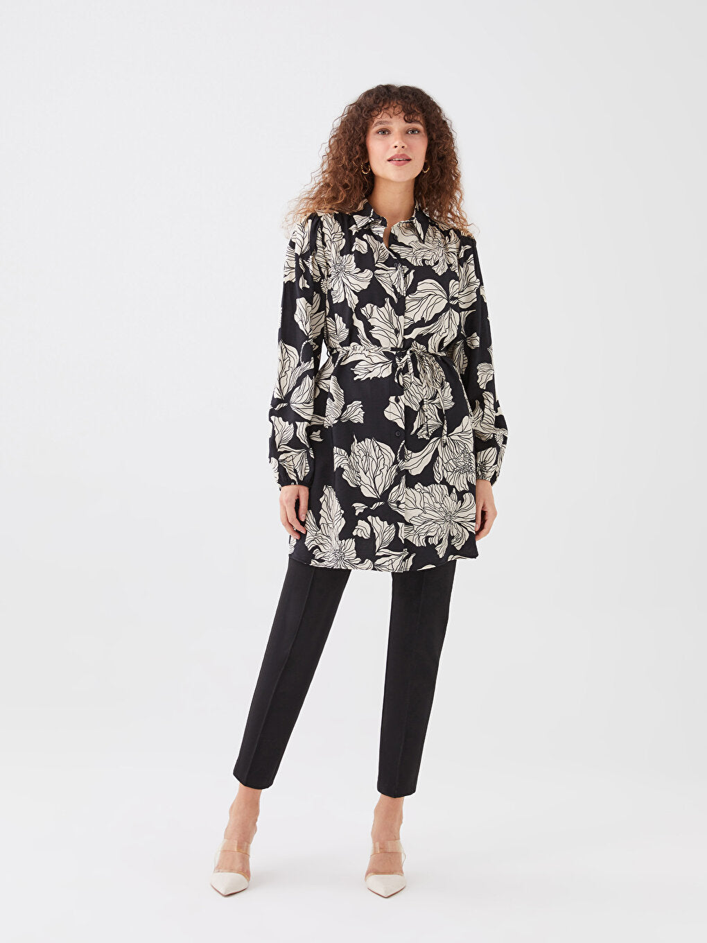 Patterned Long Sleeve Women's Shirt Tunic