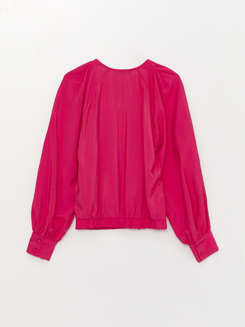 V-Neck Plain Long Sleeve Women's Blouse