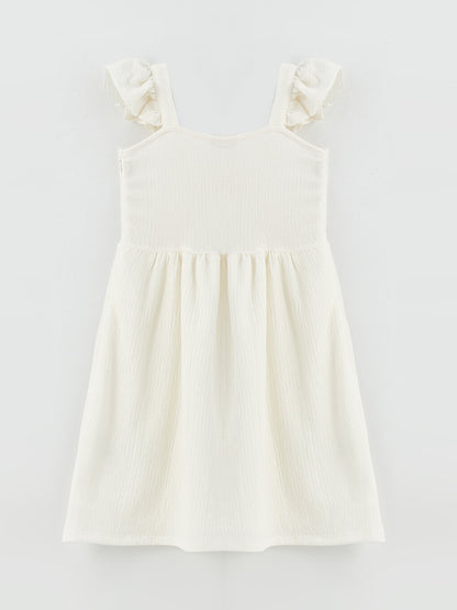 Square Neck Embroidered Girl's Dress