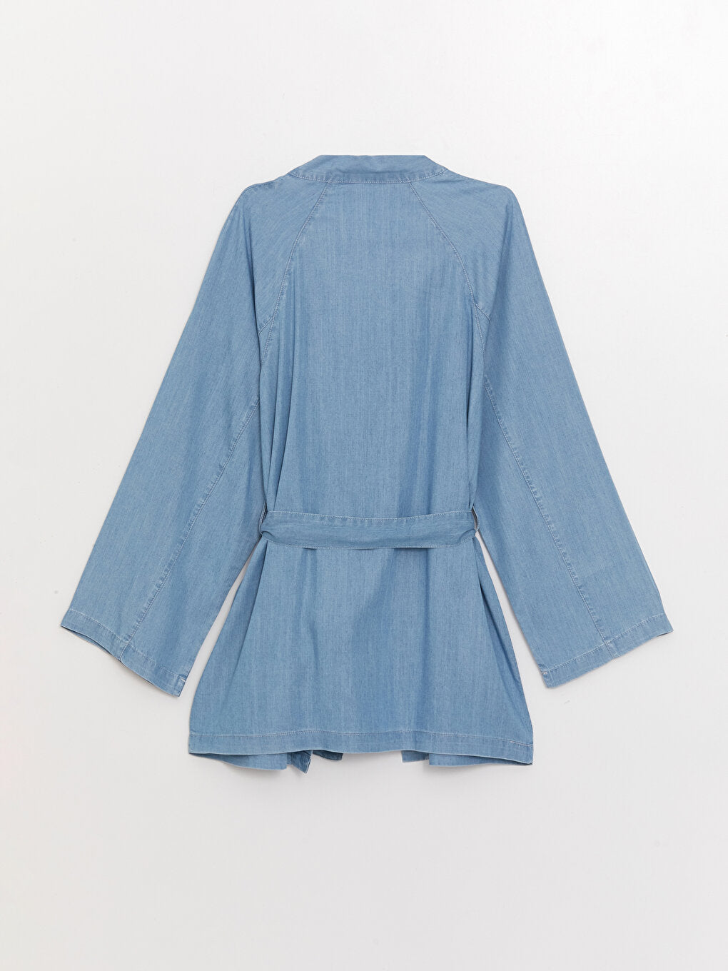 Shawl Collar Plain Long Sleeve Women's Jean Tunic