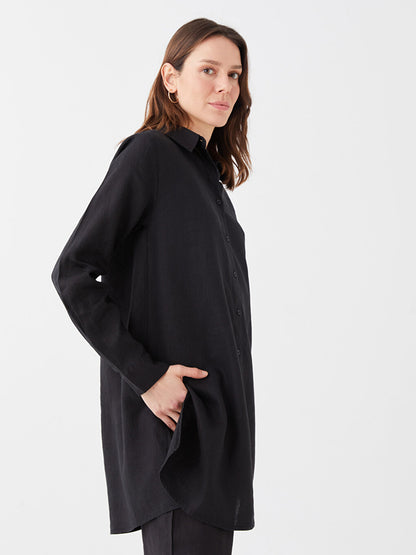 Plain Long Sleeve Linen Women's Shirt Tunic