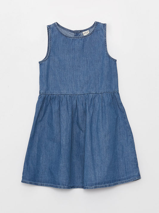 Crew Neck Girl's Jean Dress