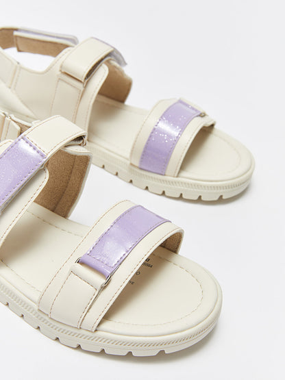 Leather Look Velcro Girls Sandals