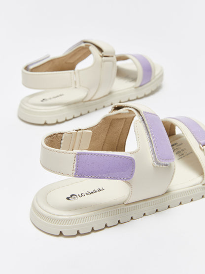 Leather Look Velcro Girls Sandals