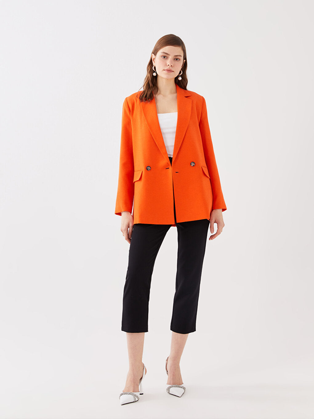 Plain Long Sleeve Linen Blend Women's Blazer Jacket