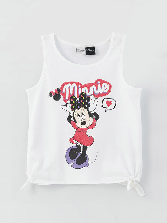 Crew Neck Minnie Mouse Printed Girl's Undershirt