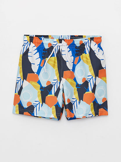 Printed Boys' Swim Shorts with Elastic Waist