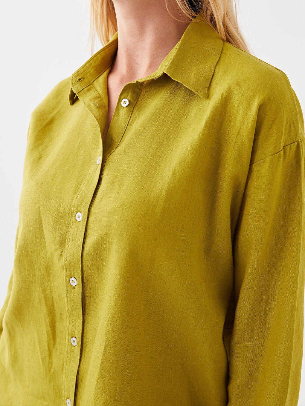 Plain Long Sleeve Oversize Linen Women's Shirt