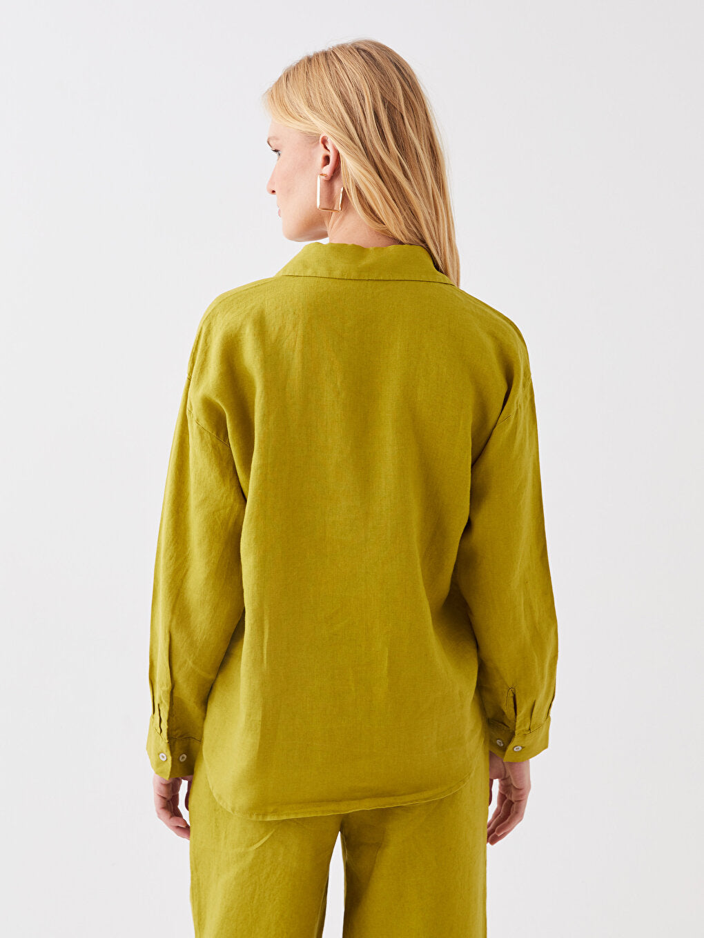 Plain Long Sleeve Oversize Linen Women's Shirt