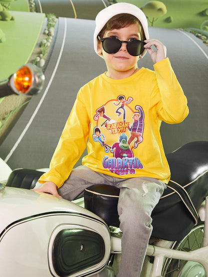 Crew Neck Galactic Crew Printed Long Sleeve Boys' T-Shirt