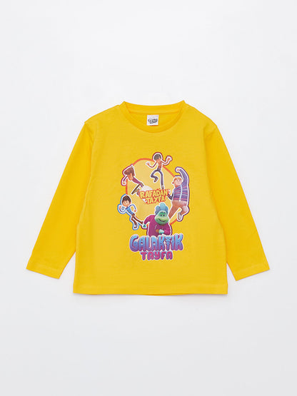 Crew Neck Galactic Crew Printed Long Sleeve Boys' T-Shirt