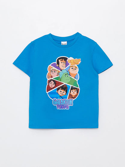 Crew Neck Galactic Crew Printed Short Sleeve Boys' T-Shirt