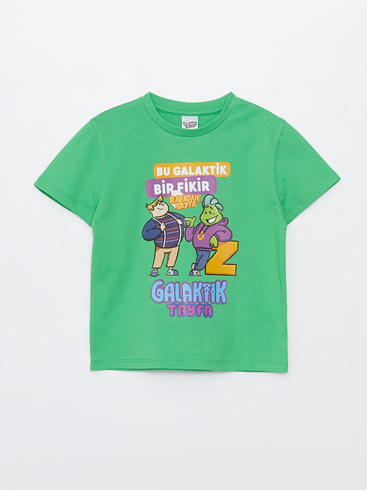 Crew Neck Galactic Crew Printed Short Sleeve Boys' T-Shirt