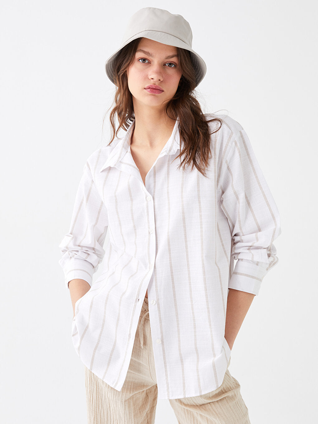 Striped Long Sleeve Oversize Women's Shirt