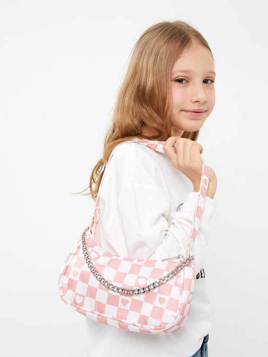 Patterned Canvas Girls Baguette Bag