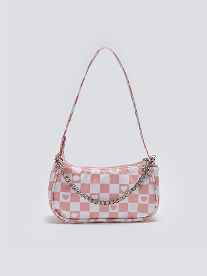 Patterned Canvas Girls Baguette Bag