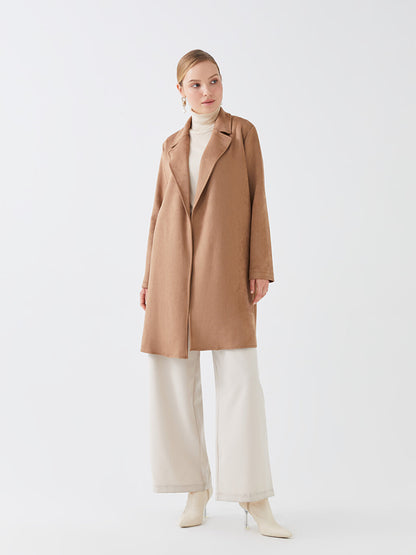 Jacket Collar Plain Long Sleeve Women's Trench Coat