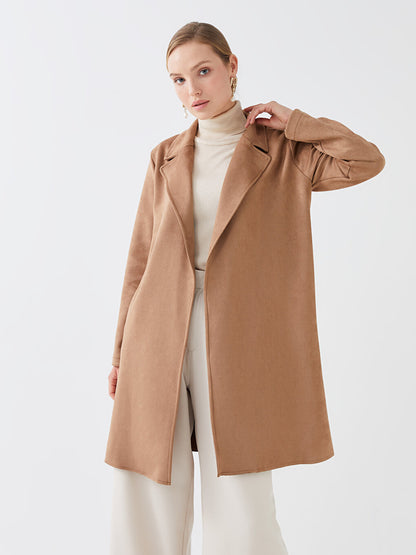 Jacket Collar Plain Long Sleeve Women's Trench Coat