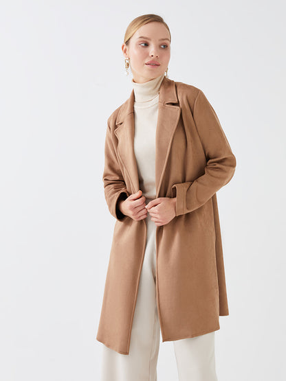 Jacket Collar Plain Long Sleeve Women's Trench Coat